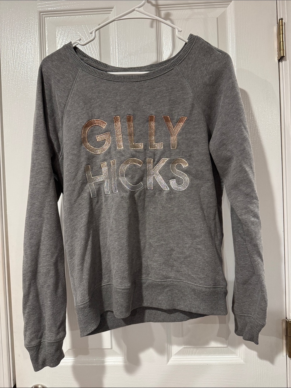 Gilly Hicks Gray Crewneck Sweatshirt with Metallic Lettering